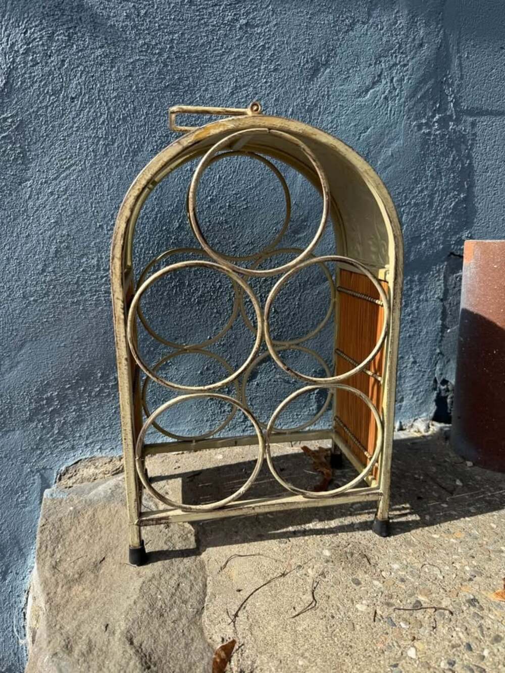 Vintage Metal & Bamboo Wine Rack